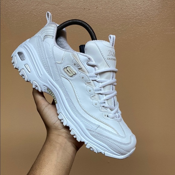 Skechers D’Lites White Cream Silver Sneakers - Picture 6 of 16